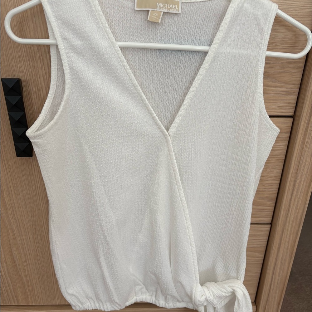Michael Kors Cream Sleeveless V-Neck Wrap-Style Camisole